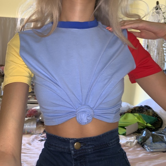 Rare, unique primary color block short sleeve tee - Picture 1 of 4